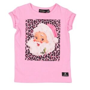 Rock Your Kid Pink Santa Graphic Kids Tee 6